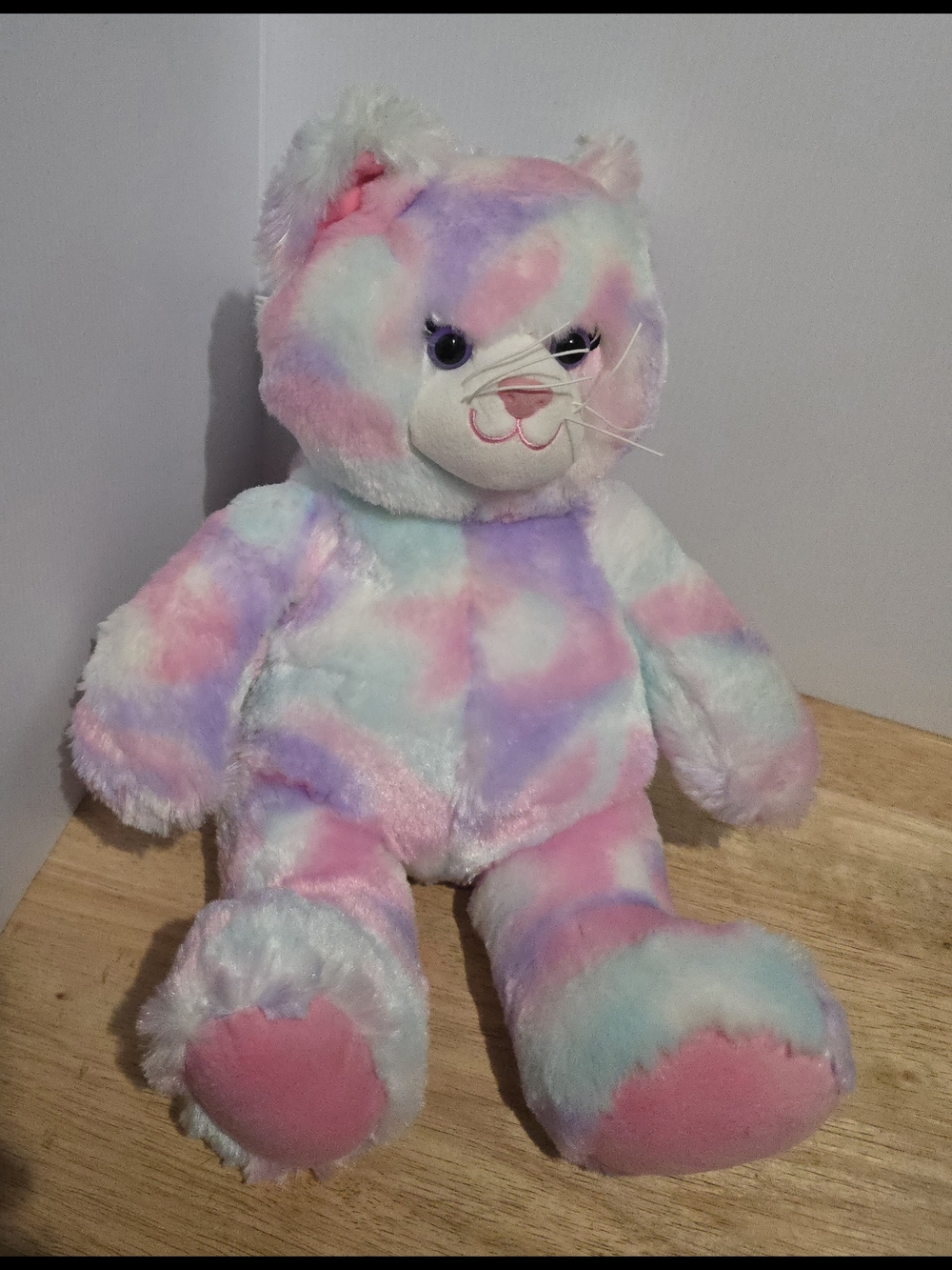 Build-A-Bear Pastel Pink Purple Blue Tie-Dye cat